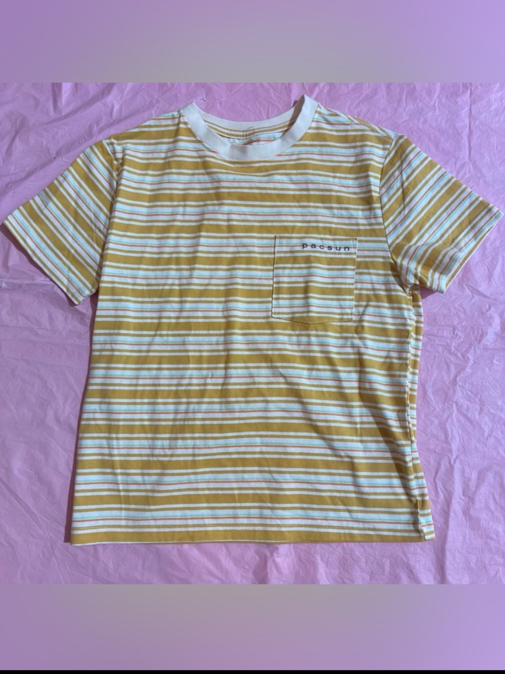 Pac Sun Children’s Women’s Top Shirt Yellow Striped Beach Surf Retro NWT Sz L